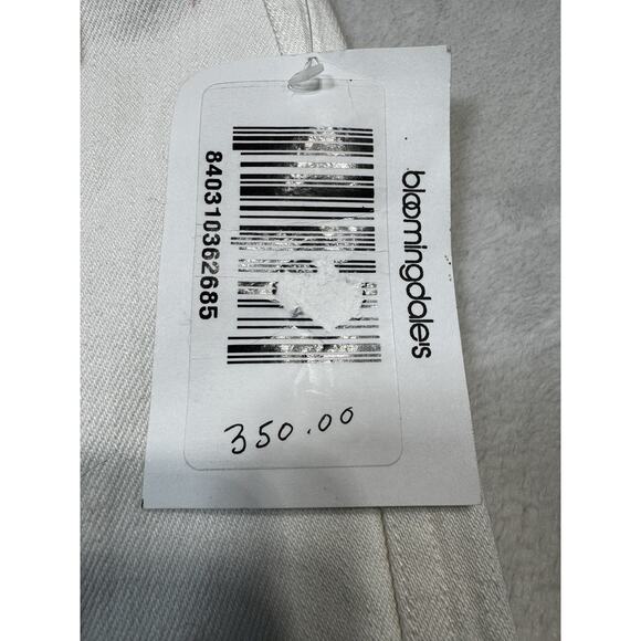 Staud Carter White Denim Straight Leg Sailor Flap Silver Buttons SZ 8 NWT 32” - Picture 6 of 9